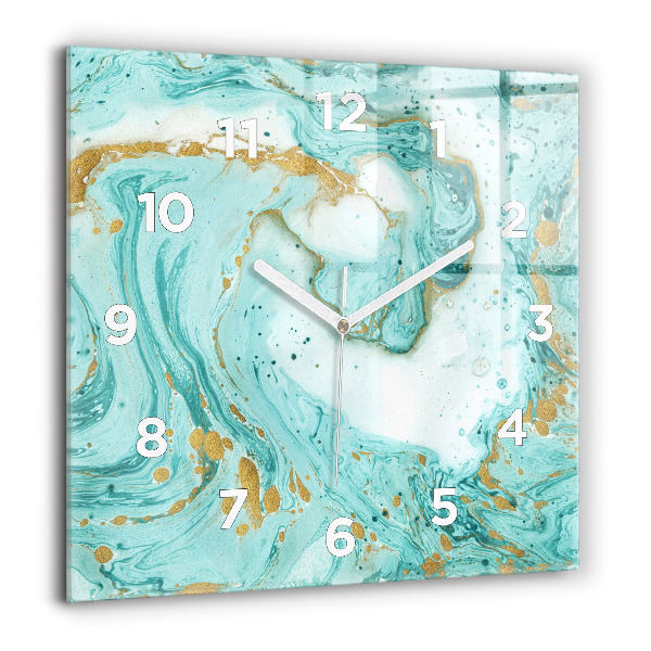 Square glass wall clock Marble texture