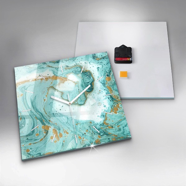 Square glass wall clock Marble texture