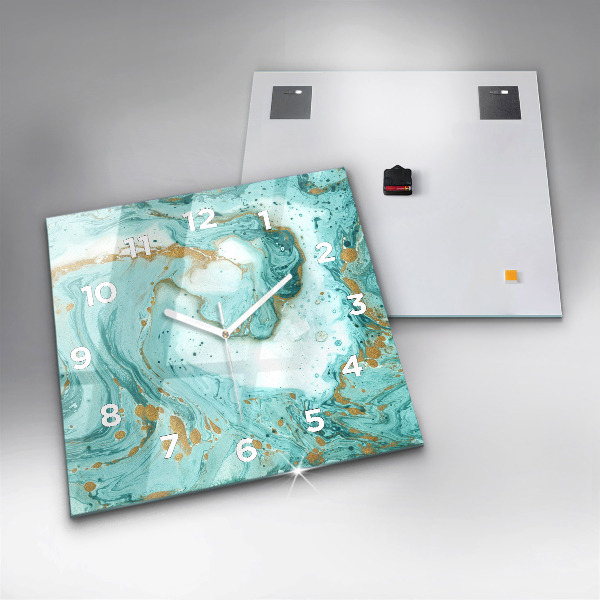 Square glass wall clock Marble texture