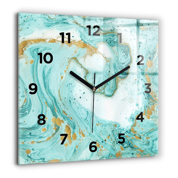 Square glass wall clock Marble texture