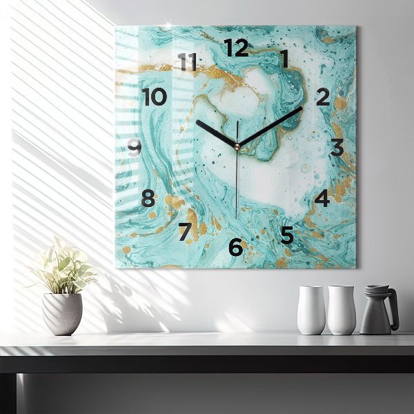 Square glass wall clock Marble texture