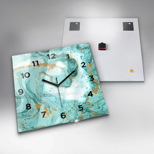 Square glass wall clock Marble texture