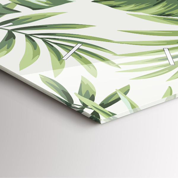 Square glass wall clock Tropical pattern