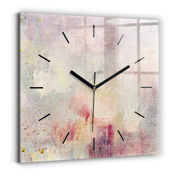 Square glass wall clock Painted abstraction