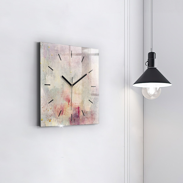 Square glass wall clock Painted abstraction