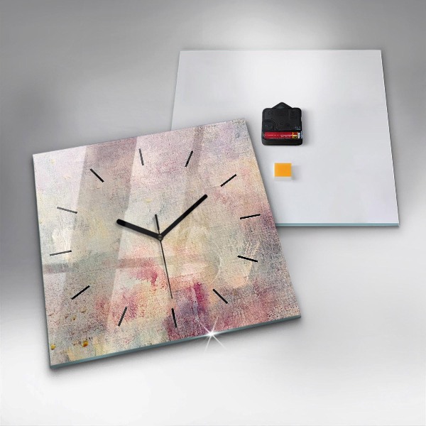 Square glass wall clock Painted abstraction