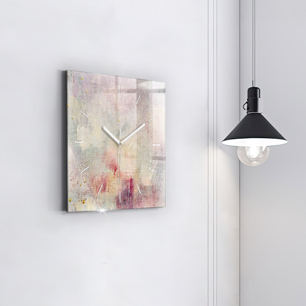 Square glass wall clock Painted abstraction
