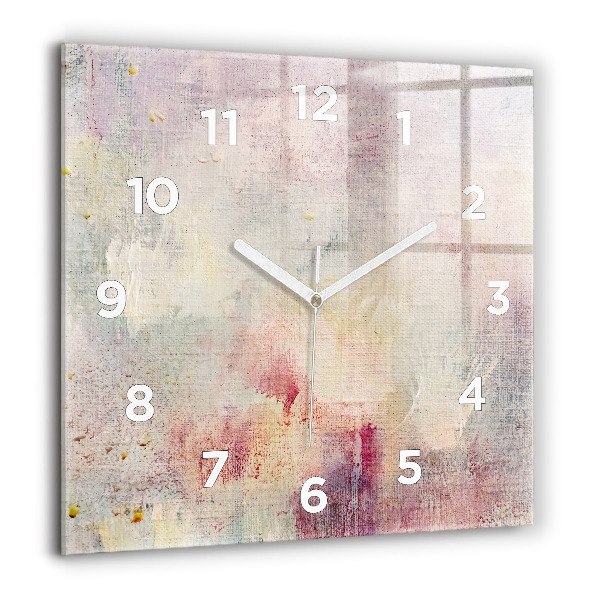 Square glass wall clock Painted abstraction