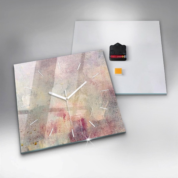 Square glass wall clock Painted abstraction