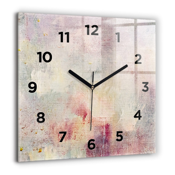 Square glass wall clock Painted abstraction