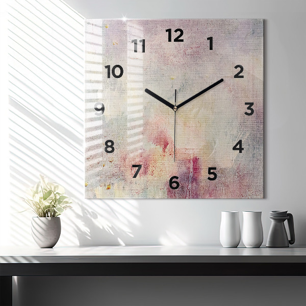 Square glass wall clock Painted abstraction