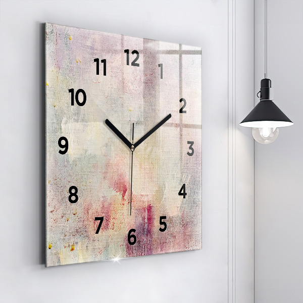 Square glass wall clock Painted abstraction