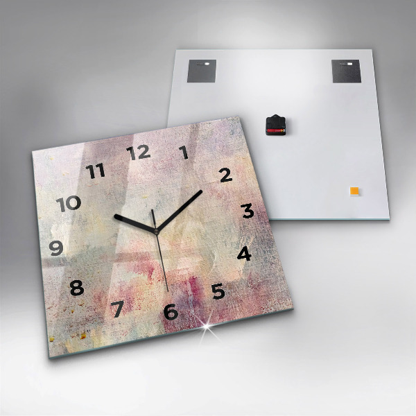 Square glass wall clock Painted abstraction
