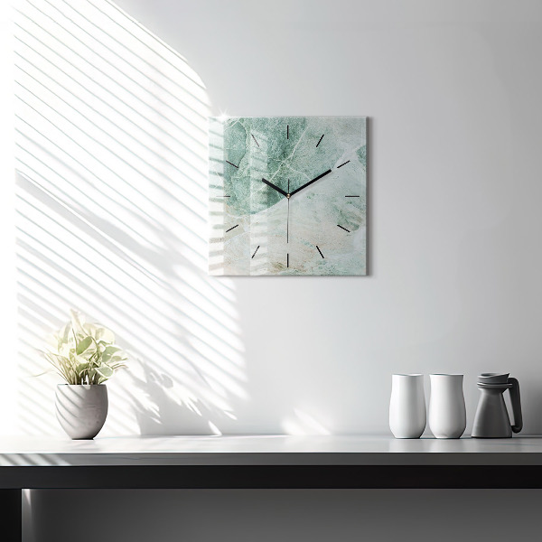 Square glass wall clock Marble Stone Texture