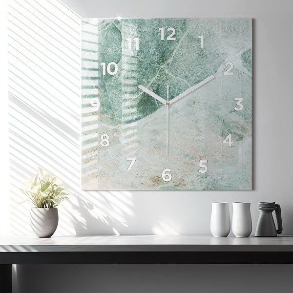 Square glass wall clock Marble Stone Texture