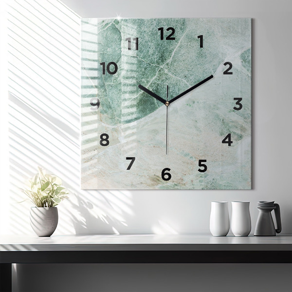 Square glass wall clock Marble Stone Texture