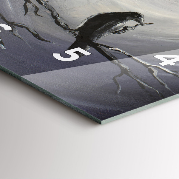 Square glass wall clock Raven in the moonlight