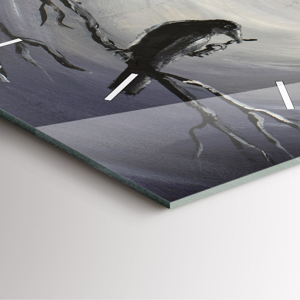 Square glass wall clock Raven in the moonlight