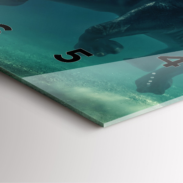 Square glass wall clock Swimming elephant in the ocean
