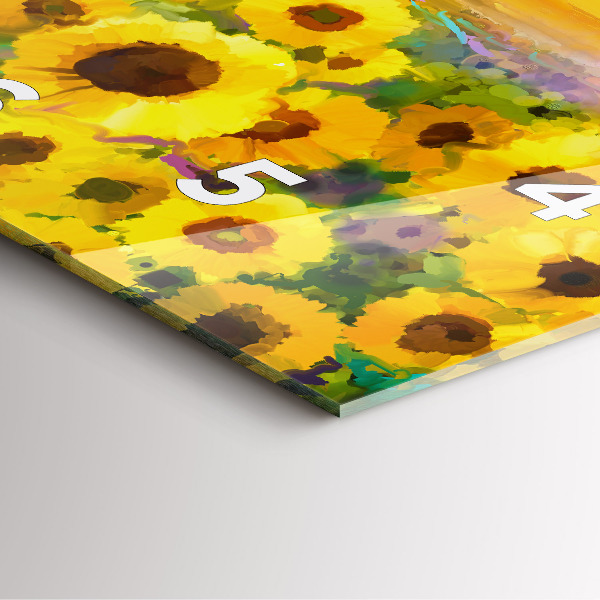 Square glass wall clock Sunflower Field
