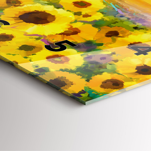 Square glass wall clock Sunflower Field