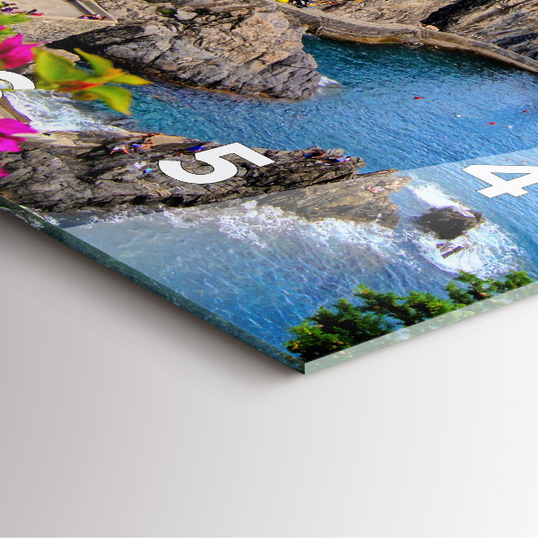 Square glass wall clock Cinque Terre Coast
