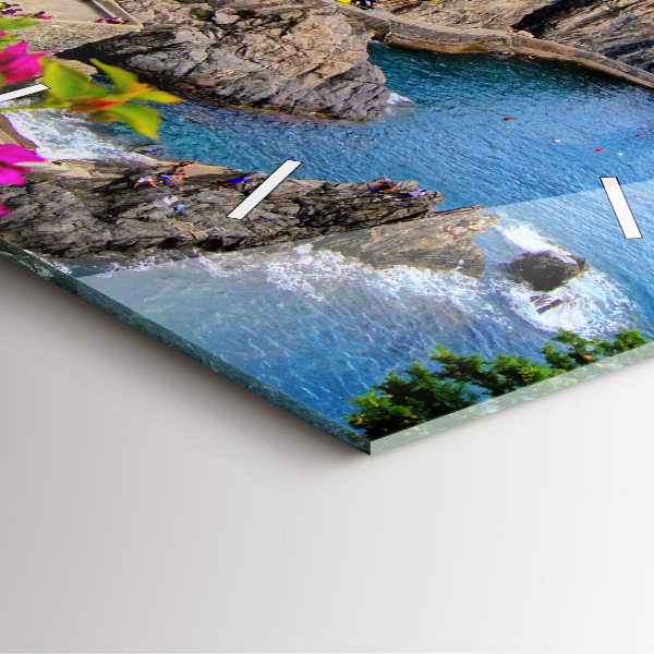 Square glass wall clock Cinque Terre Coast
