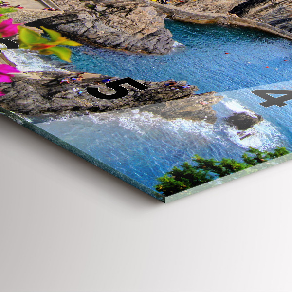 Square glass wall clock Cinque Terre Coast