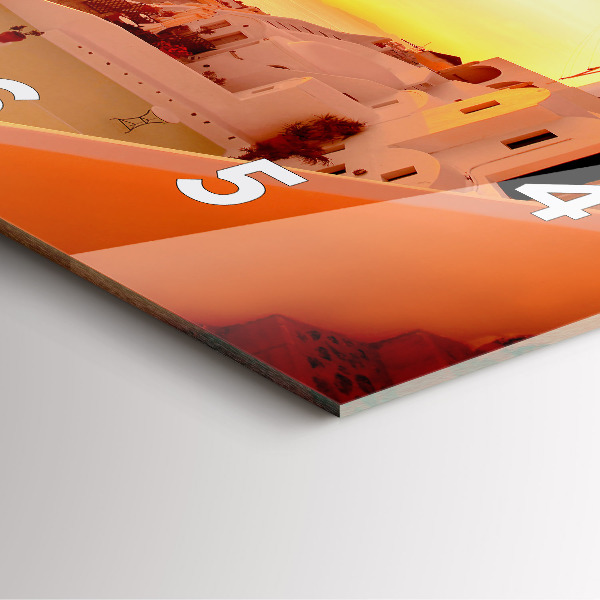 Square glass wall clock Old windmill in Santorini