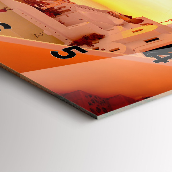 Square glass wall clock Old windmill in Santorini