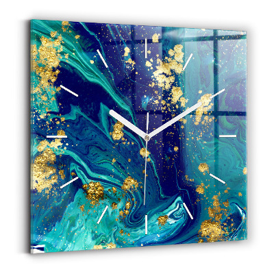 Square glass wall clock Modern abstraction