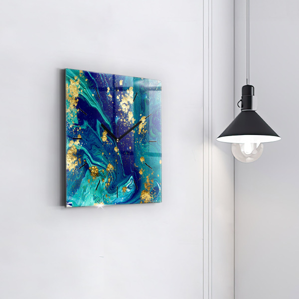 Square glass wall clock Modern abstraction