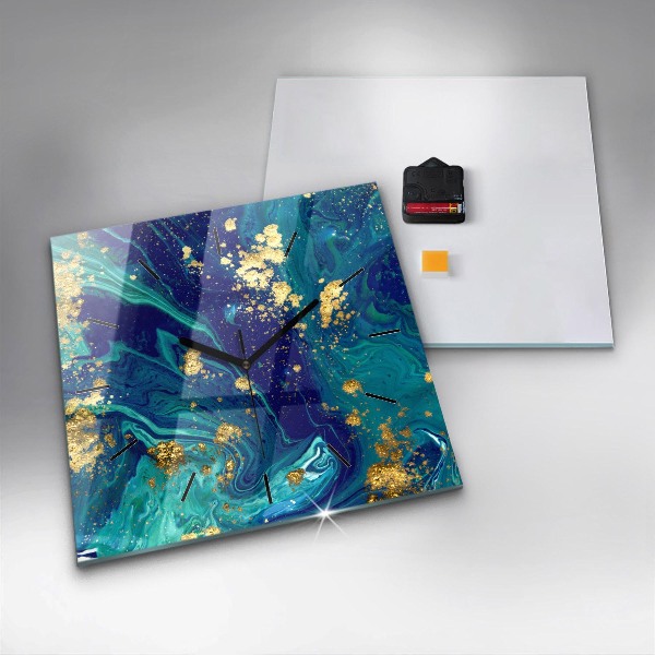 Square glass wall clock Modern abstraction