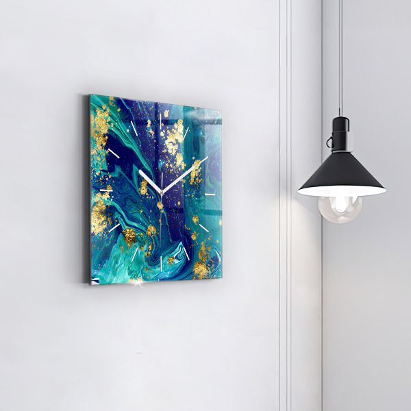 Square glass wall clock Modern abstraction