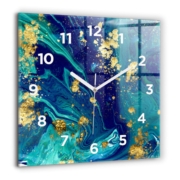 Square glass wall clock Modern abstraction