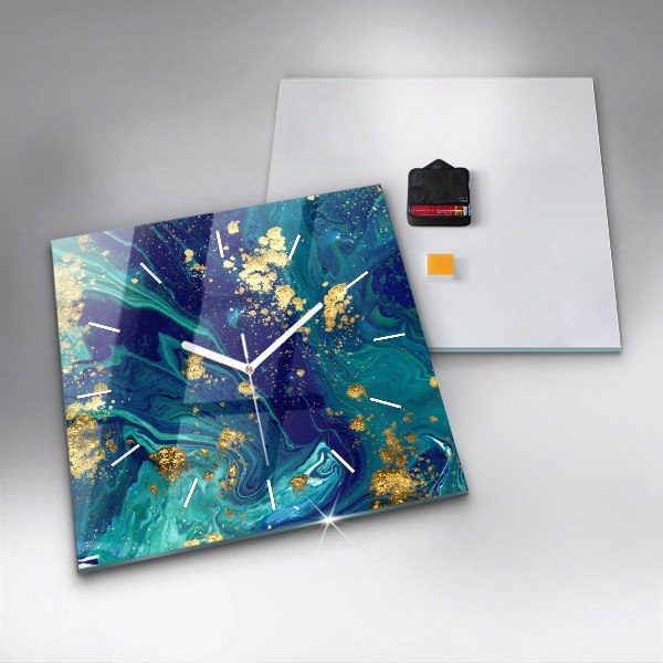Square glass wall clock Modern abstraction