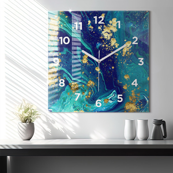 Square glass wall clock Modern abstraction