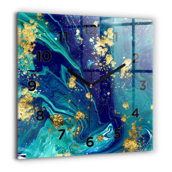 Square glass wall clock Modern abstraction