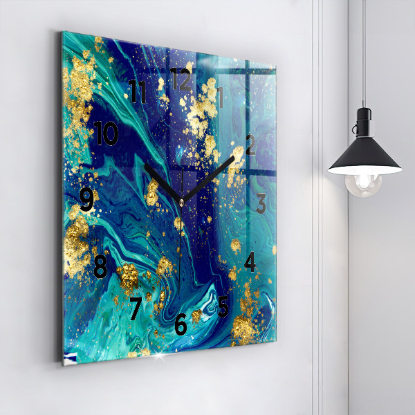 Square glass wall clock Modern abstraction