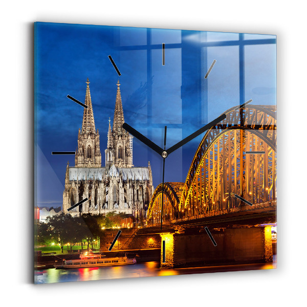 Square glass wall clock Bridge in Germany