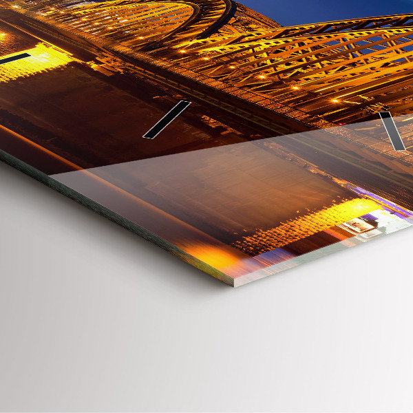 Square glass wall clock Bridge in Germany