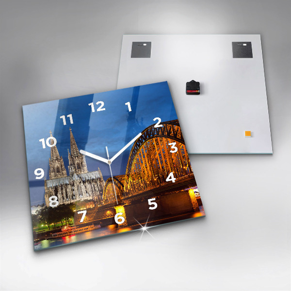 Square glass wall clock Bridge in Germany