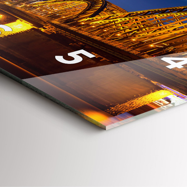 Square glass wall clock Bridge in Germany