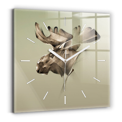 Square glass wall clock Graphic moose