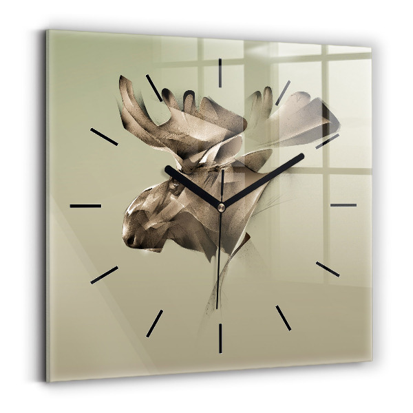 Square glass wall clock Graphic moose