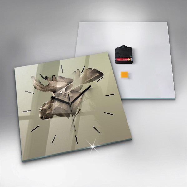 Square glass wall clock Graphic moose
