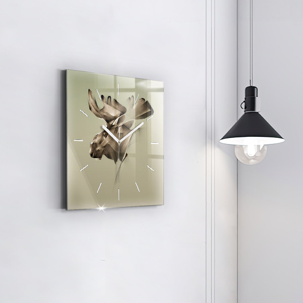 Square glass wall clock Graphic moose
