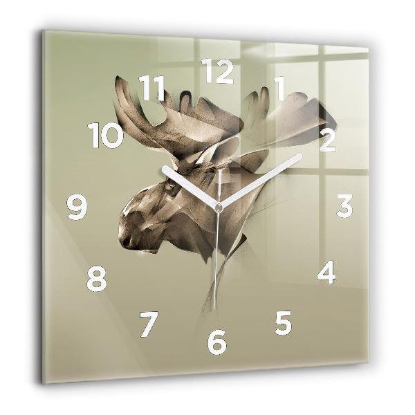 Square glass wall clock Graphic moose