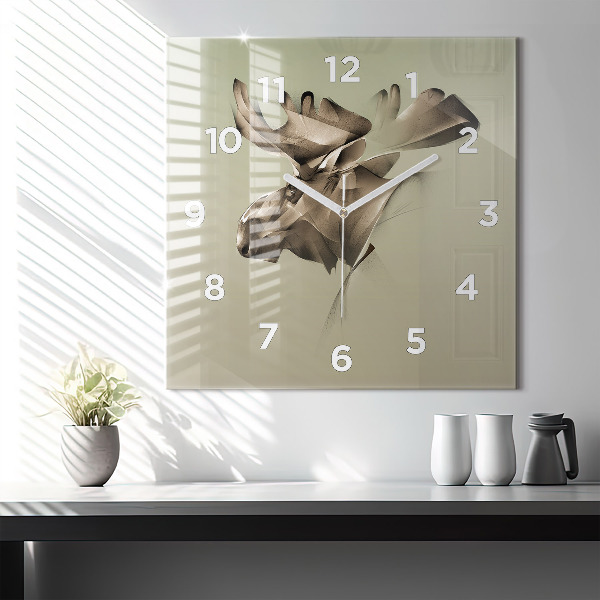 Square glass wall clock Graphic moose