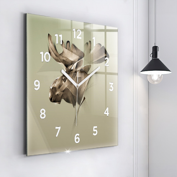 Square glass wall clock Graphic moose